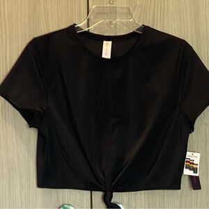 Cropped Black Top T-shirt Large Juniors NWT